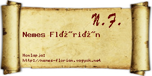Nemes Flórián névjegykártya